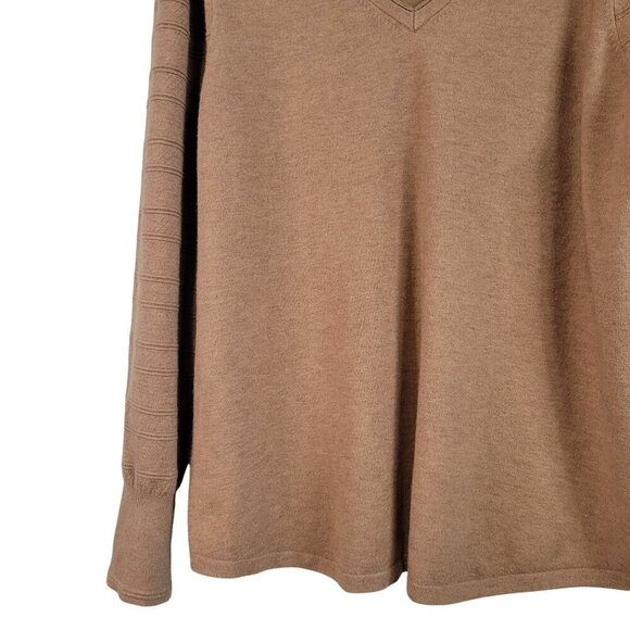 Chico's Women's Cashmere Blend Puffed Tiered Sleeve Detail Camel Sweater Size XL - Picture 7 of 13